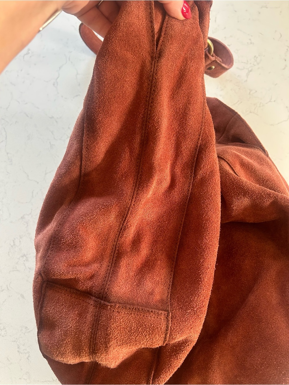 Free People Serengeti Suede Slouchy Hobo Tote in Brick - Picture 14 of 16